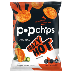 Popchips Potato Chips, Crazy Hot, 5.0oz Share Bags, Low-Calorie and Gluten Free, Hot Snacks for Adults and Children