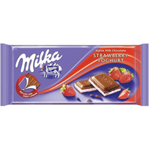 Milka Milk Chocolate Filled with Strawberry and Yogurt, 100g