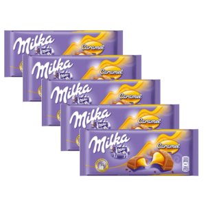 Milka Milk Chocolate Confection with Caramel Creme Filling 100g (Pack of 5)