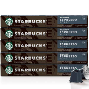 Starbucks Coffee Pods Compatible with Nespresso Original Line Machine Packs 50 Capsules Espresso Light Dark Roast All Pack / Flavors (50 Caps Starbucks Dark Roast Espresso)