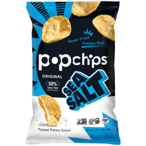 Popchips Potato Chips, Sea Salt, 5.0oz Share Bags, Low-Calorie and Gluten Free, Salty Snacks for Adults and Children